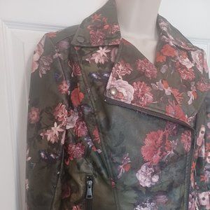 Kate & Mallory Floral Print  Moto Jacket Size XS